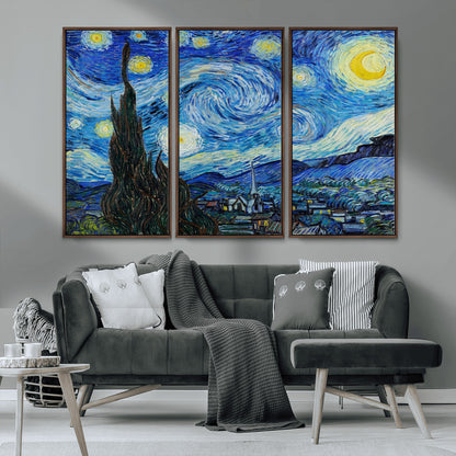 39177-MGV-CV-36X24-Starry Night Wall Art – Vincent van Gogh Famous Painting Canvas Print, Timeless Starry Sky Decor for Living Room, Bedroom or