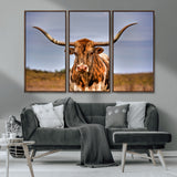 18594-MGV-CV-36X24-Texas Longhorn Bull Wall Art – Rustic Western Cattle Canvas Print, Country Farmhouse Decor for Living Room, Office or Cabin