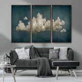 18162-MGV-FC-48X32-3P_Walnut-Ethereal Cloud Wall Art – Panoramic Sky Canvas Print, Dreamy Atmospheric Decor for Bedroom, Living Room or Office