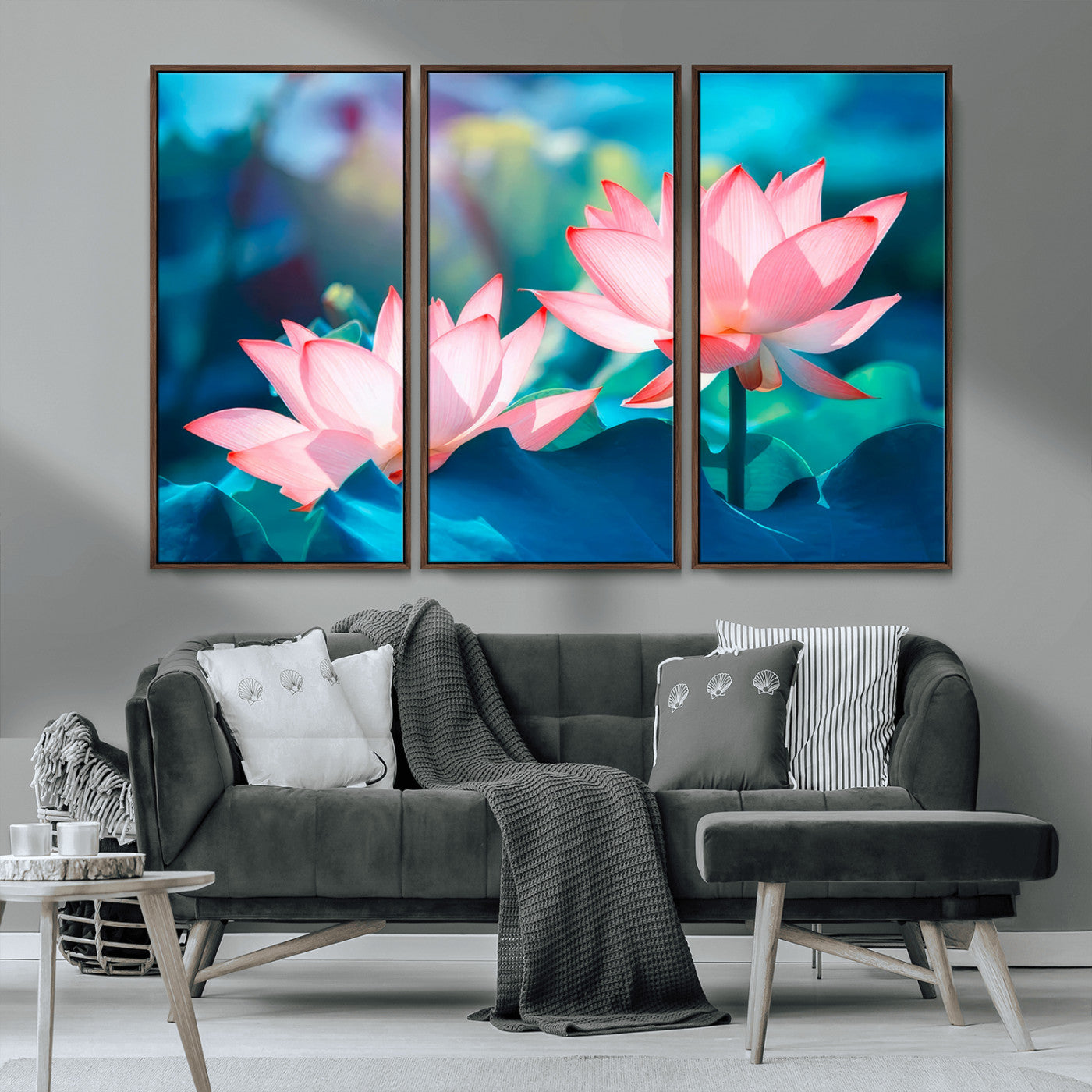 32559-MGV-CV-36X24-Lotus Flower Wall Art – Pink Water Lily Canvas Print, Tranquil Nature Decor for Living Room, Bedroom or Meditation Space