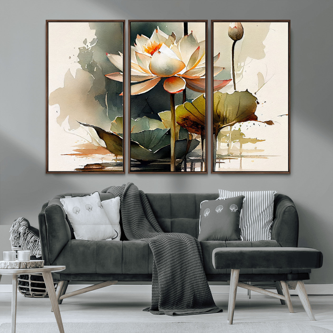 62531-MGV-CV-36X24-Lotus Flower Wall Art – Watercolor Botanical Canvas Print, Tranquil Nature Artwork for Living Room, Bedroom or Meditation Space