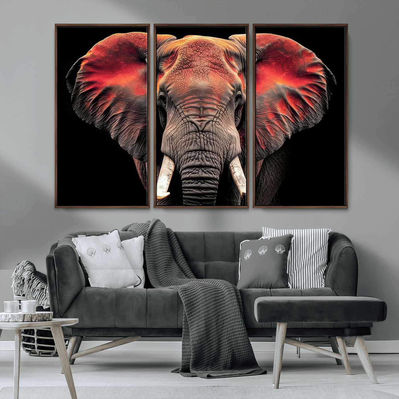 54719-MGV-FC-48X32-3P_Walnut-Elephant Wall Art – Majestic African Elephant Canvas Print, Wildlife Safari Animal Decor for Living Room, Bedroom, Office or Man
