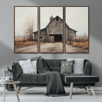 11602-MGV-CV-36X24-Old Barn Wall Art Canvas Print, Framed Rustic Barn Art Picture Print, Old Farmhouse Perfect Rustic Farmhouse Decor Artwork