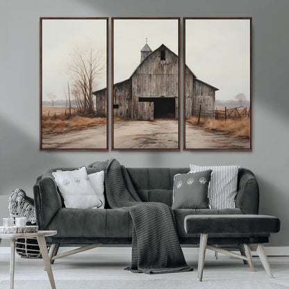 11602-MGV-CV-36X24-Old Barn Wall Art Canvas Print, Framed Rustic Barn Art Picture Print, Old Farmhouse Perfect Rustic Farmhouse Decor Artwork