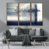 55718-MGV-CV-36X24-Surreal Cross Wall Art – Spiritual Faith Canvas Print, Abstract Christian Artwork with Modern Religious Symbol for Living Room,