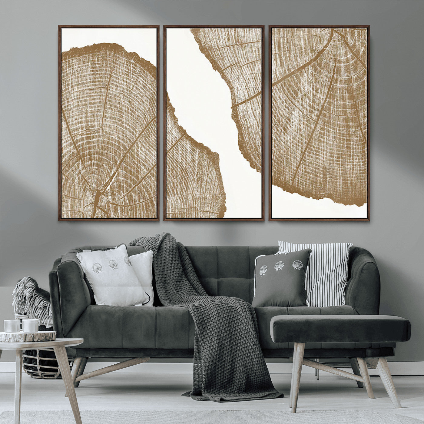 99692-MGV-CV-36X24-Tree Ring Linocut Wall Art Canvas Print, Framed Wood Cut Art Picture Print, Tree Rings Perfect Minimalist Rustic Decor Artwork