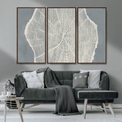25547-MGV-CV-36X24-Tree Ring Wall Art Canvas Print, Framed Linocut Tree Ring Art Picture Print, Wood Texture Perfect Minimalist Farmhouse Decor