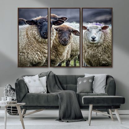 18418-MGV-CV-36X24-Sheep Wall Art Canvas Print, Framed Farmhouse Sheep Art Picture Print, Sheep Herd Perfect Rustic Farmhouse Decor Artwork