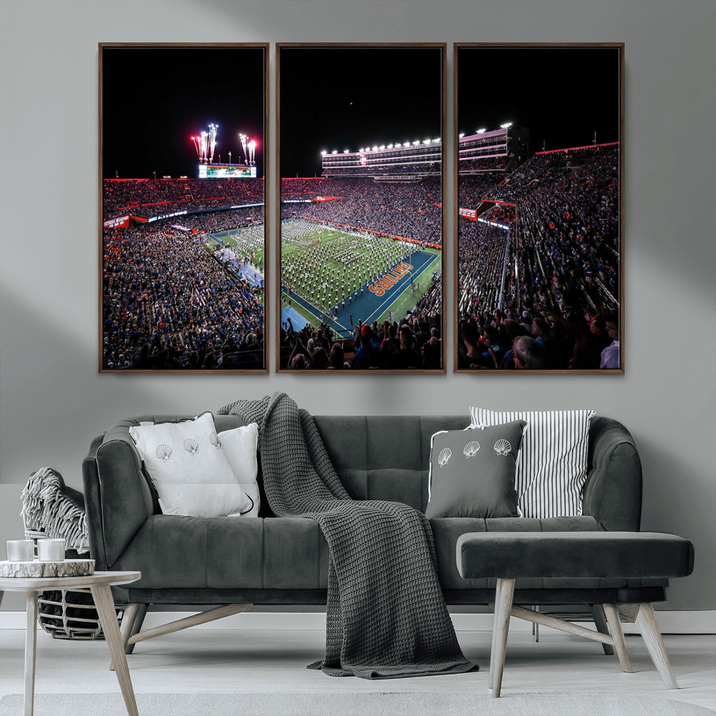46899-MGV-CV-36X24-Ben Hill Griffin Stadium Wall Art Canvas Print, Framed Football Stadium Art Picture Print, Florida Football Stadium Perfect Sport