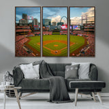 91908-MGV-CV-36X24-Baseball Stadium Wall Art – Canvas Print Game Day Field City Skyline Iconic Arch Scene Sports Photography, Decor for Game Room,