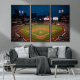 38612-MGV-CV-36X24-Busch Stadium Wall Art Canvas Print, Framed Missouri Stadium Art Picture Print, Busch Stadium Field Perfect Sports Room Decor