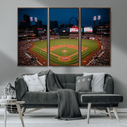 38612-MGV-CV-36X24-Busch Stadium Wall Art Canvas Print, Framed Missouri Stadium Art Picture Print, Busch Stadium Field Perfect Sports Room Decor
