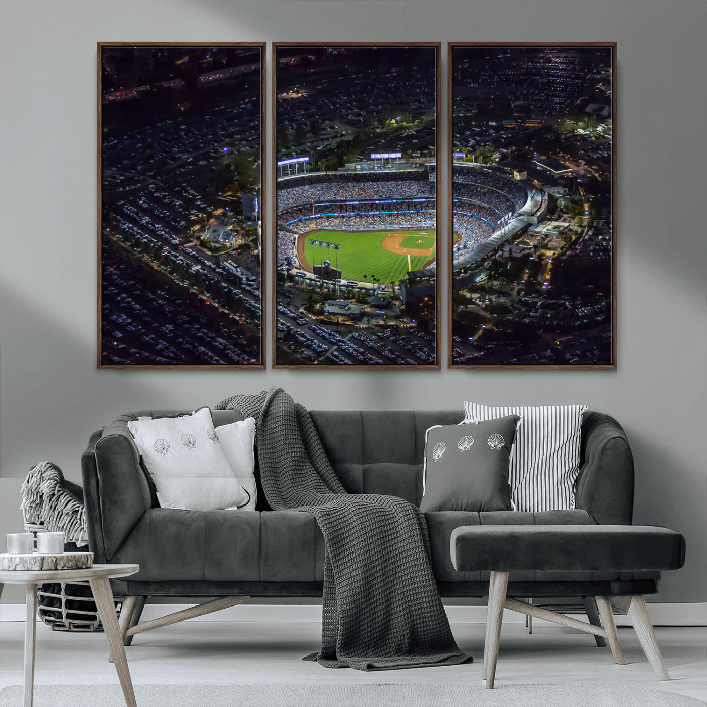 16515-MGV-CV-36X24-Dodgers Stadium Wall Art Canvas Print, Framed Baseball Stadium Art Picture Print, Dodgers Field Perfect Sport Room Decor Artwork