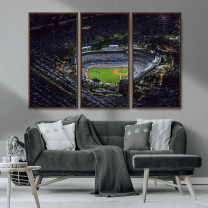 16515-MGV-CV-36X24-Dodgers Stadium Wall Art Canvas Print, Framed Baseball Stadium Art Picture Print, Dodgers Field Perfect Sport Room Decor Artwork