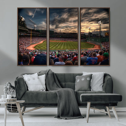 53432-MGV-CV-36X24-Fenway Park Stadium Wall Art Canvas Print, Framed Boston Baseball Stadium Art Picture Print, Massachusetts Fenway Park Perfect