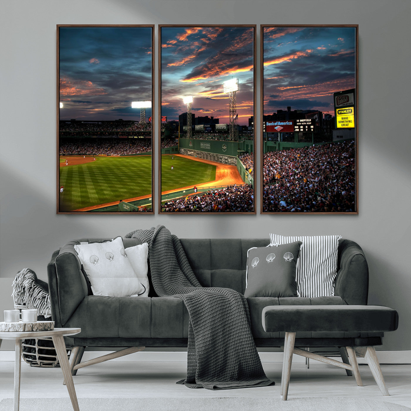 66781-MGV-CV-36X24-Baseball Stadium Wall Art – Canvas Print Evening Game Field Packed Crowd Sunset Sky Sports Photography, Dynamic Decor for Game