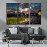 66781-MGV-CV-36X24-Baseball Stadium Wall Art – Canvas Print Evening Game Field Packed Crowd Sunset Sky Sports Photography, Dynamic Decor for Game