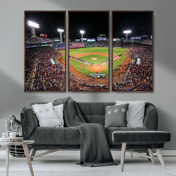 47365-MGV-CV-36X24-Fenway Park Stadium Wall Art Canvas Print, Framed Boston Baseball Stadium Art Picture Print, MLB Stadium Field Perfect Sport Room