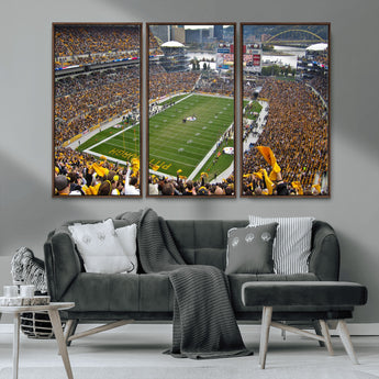 51419-MGV-CV-36X24-Heinz Field Wall Art Canvas Print, Framed Pittsburgh Stadium Field Art Picture Print, Heinz Stadium Field Perfect Sports Room