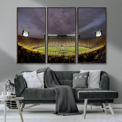 72404-MGV-CV-36X24-Michigan Wolverine Stadium Wall Art Canvas Print, Framed Michigan Stadium Art Picture Print, Football Stadium Perfect Sport Room