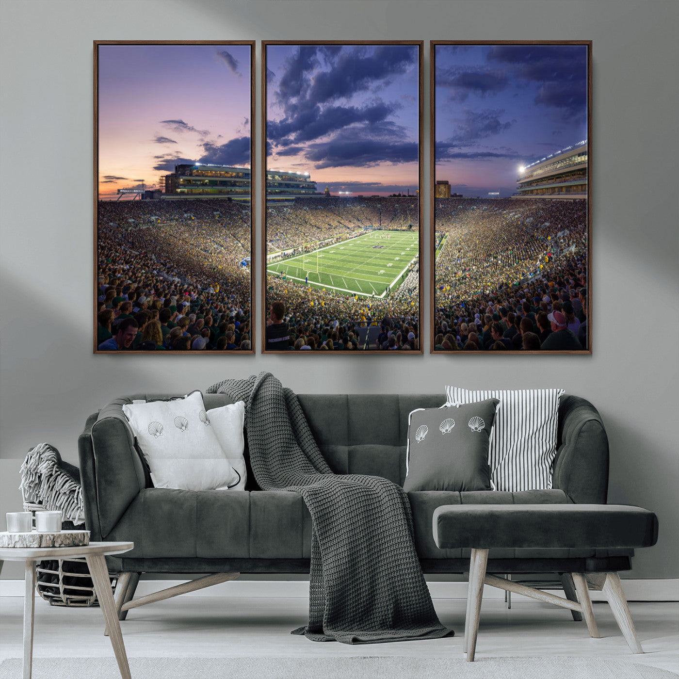 50825-MGV-CV-36X24-Notre Dame Stadium Wall Art Canvas Print, Framed Indiana Stadium Art Picture Print, Football Stadium Perfect Sports Room Decor