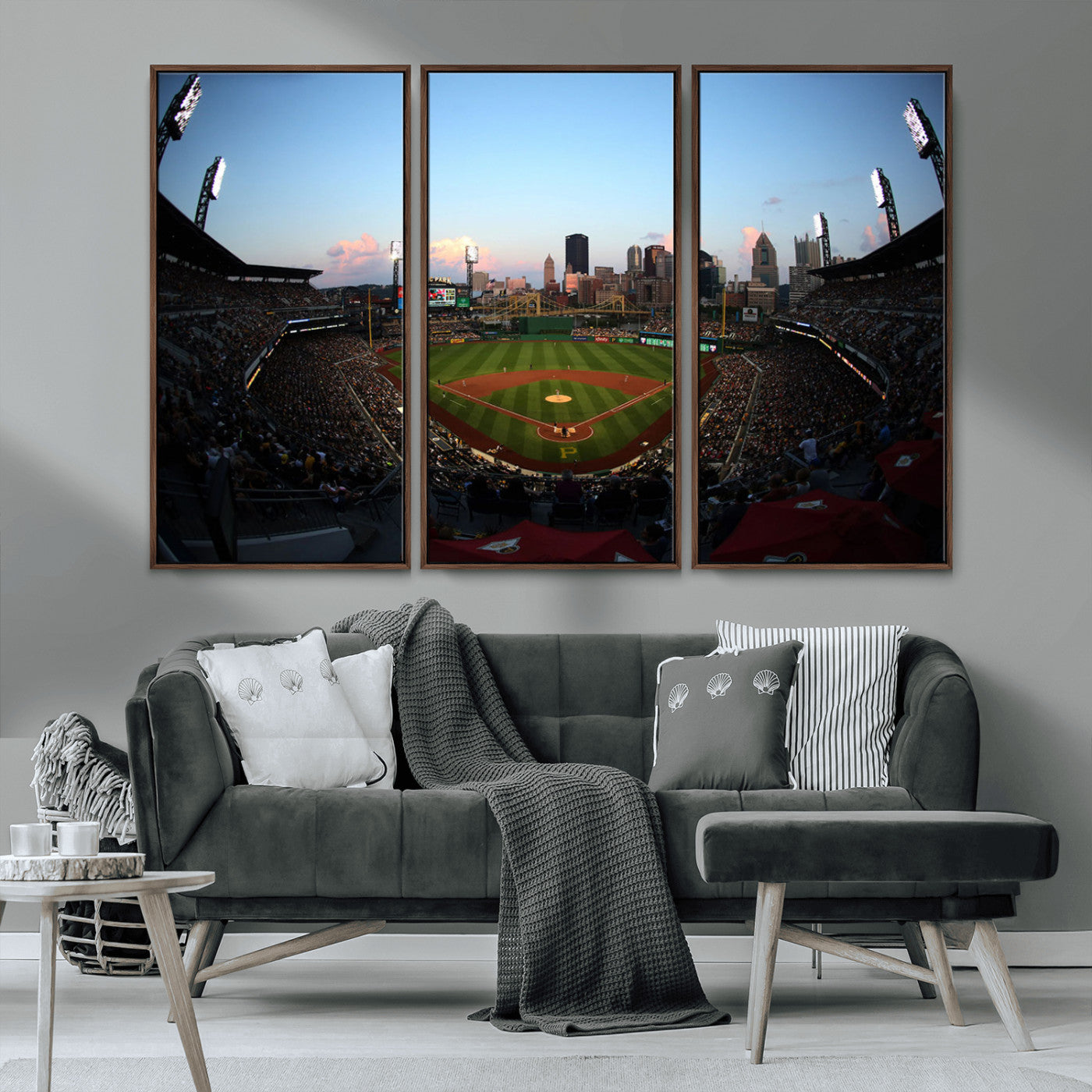 67670-MGV-CV-36X24-PNC Park Stadium Wall Art Canvas Print, Framed Pittsburgh Pirates Stadium Art Picture Print, PNC Park Field Perfect Sport Room