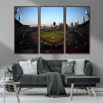 67670-MGV-CV-36X24-PNC Park Stadium Wall Art Canvas Print, Framed Pittsburgh Pirates Stadium Art Picture Print, PNC Park Field Perfect Sport Room