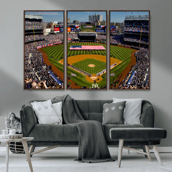 20879-MGV-CV-36X24-Yankee Stadium Wall Art Canvas Print, Framed New York Stadium Art Picture Print, Yankee Field Perfect Sport Room Decor Artwork