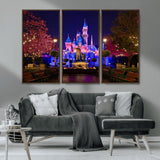 79435-MGV-CV-36X24-Disney Castle Wall Art Canvas Print, Framed Magic Kingdom Art Picture Print, Disney World Perfect Child Room Decor Artwork