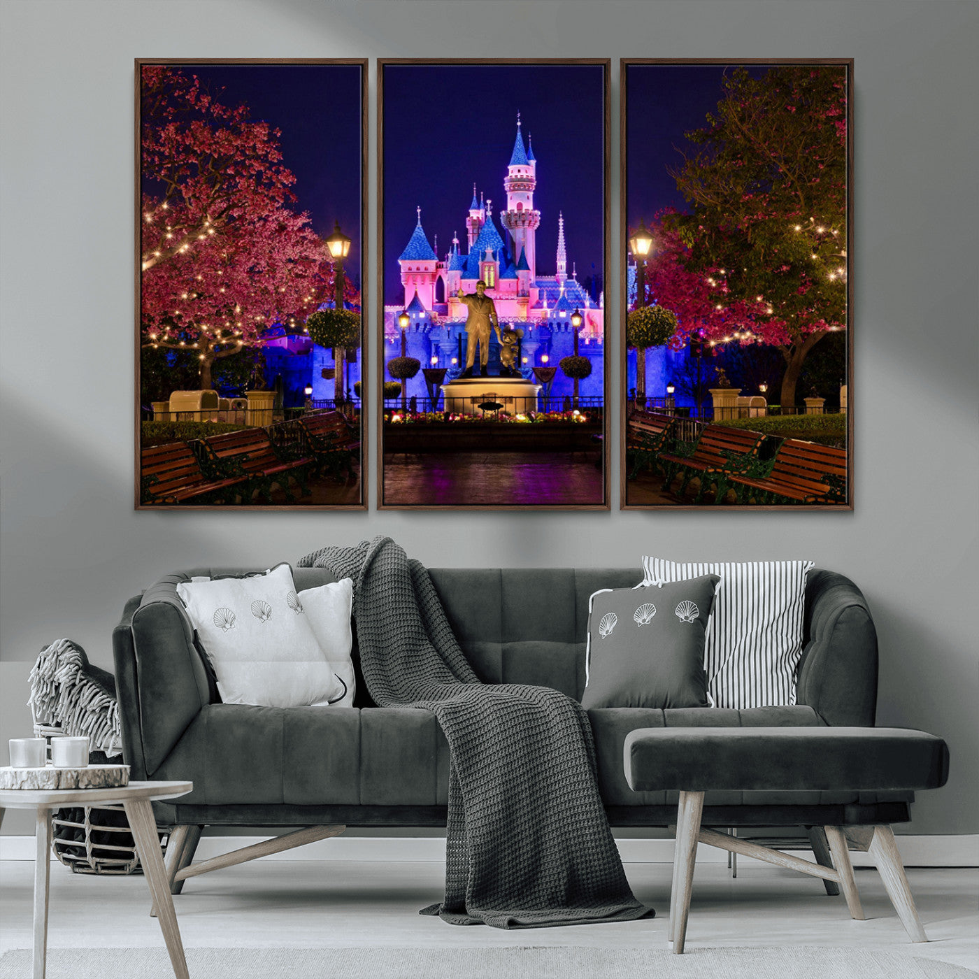 79435-MGV-CV-36X24-Disney Castle Wall Art Canvas Print, Framed Magic Kingdom Art Picture Print, Disney World Perfect Child Room Decor Artwork