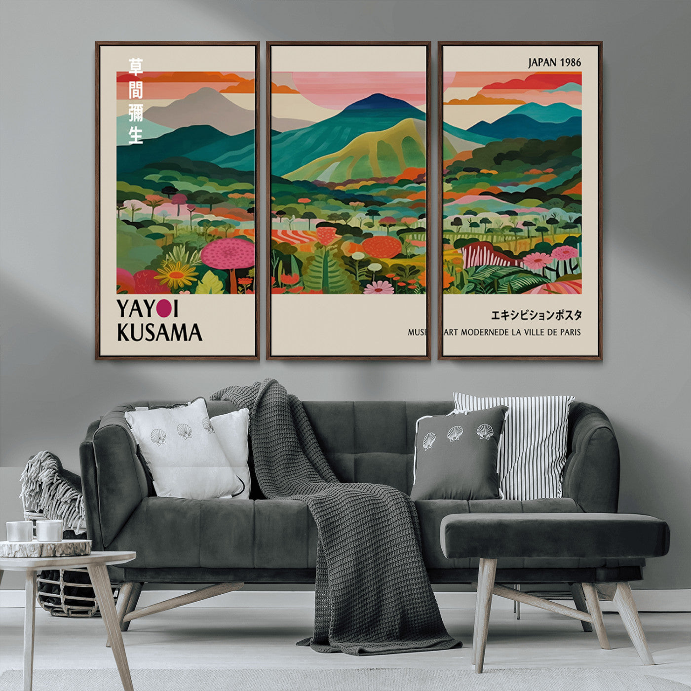 54215-MGV-CV-36X24-Yayoi Kusama Wall Art – Panoramic Japanese Landscape Canvas Print, Modern Abstract Nature Decor for Office, Bedroom or Living Room