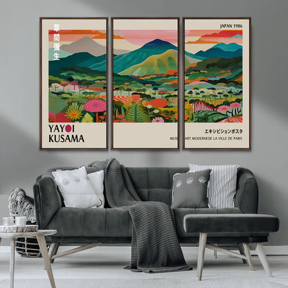 54215-MGV-CV-36X24-Yayoi Kusama Wall Art – Panoramic Japanese Landscape Canvas Print, Modern Abstract Nature Decor for Office, Bedroom or Living Room