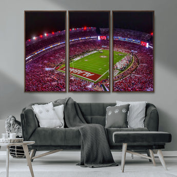 11343-MGV-CV-36X24-Bryant-Denny Stadium Wall Art – Panoramic Alabama Crimson Tide Football Field Canvas Print, Game Day Decor for Office, Man Cave or
