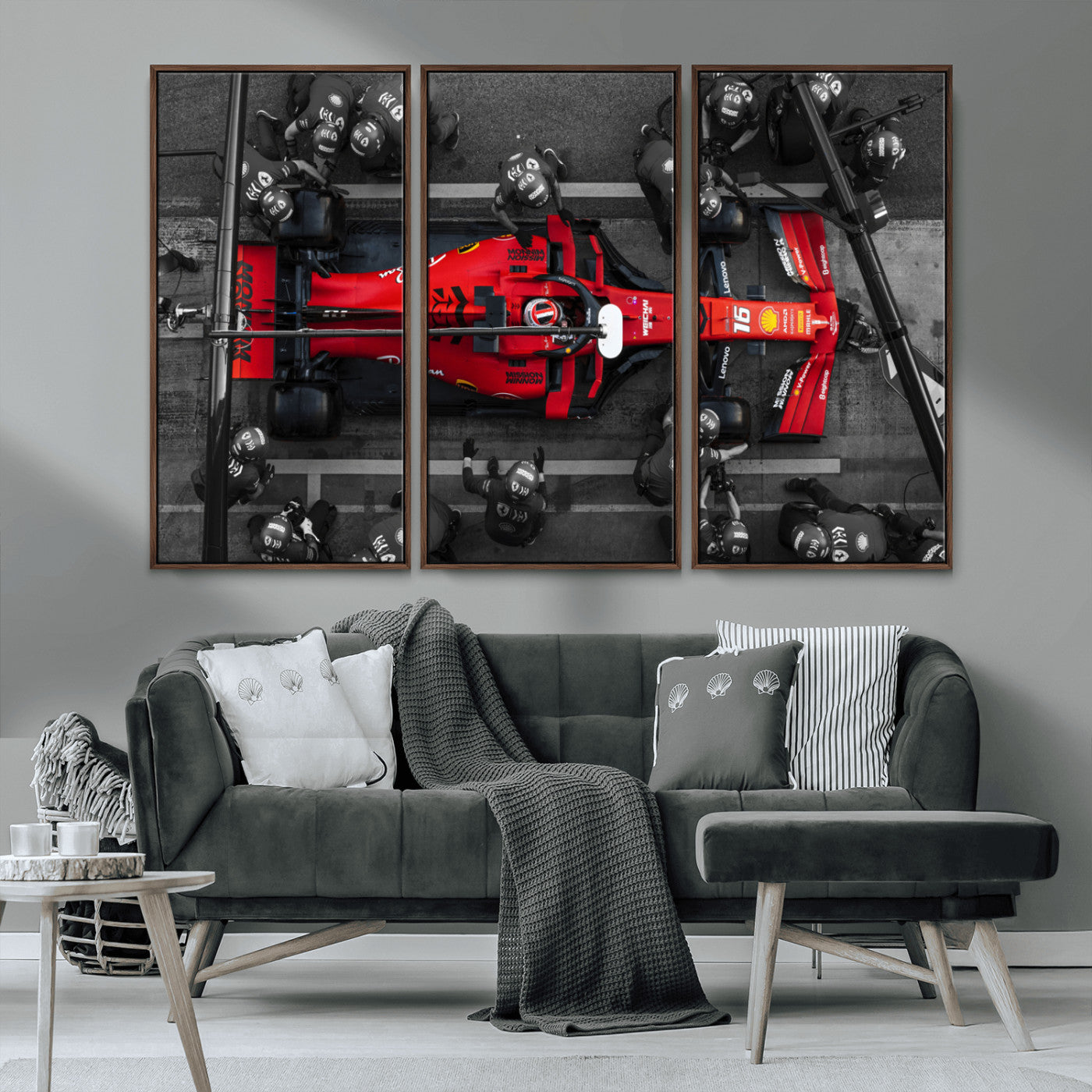 99356-MGV-CV-36X24-Ferrari Pit Stop Wall Art – Formula 1 Racing Car Canvas Print, Red Speed Machine Motorsport Decor for Office, Garage, Man Cave or