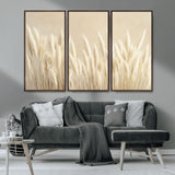 81444-MGV-CV-36X24-Pampas Grass Wall Art Canvas Print, Framed Beige Pampas Grass Art Picture Print, Minimalist Beige Perfect Minimalist Nature Decor