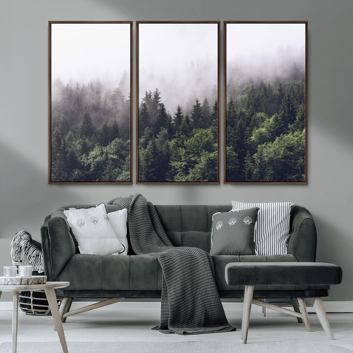 42578900-MGV-CV-36X24-Misty Pine Forest Wall Art – Tranquil Foggy Mountain Canvas Print, Nature Landscape Décor for Bedroom, Living Room, Cabin or