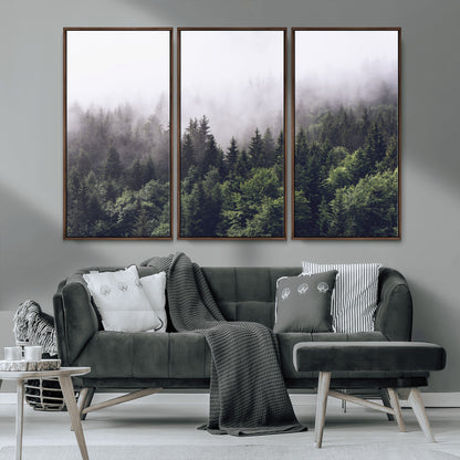 42578900-MGV-CV-36X24-Misty Forest Wall Art – Serene Mountain Pine Tree Canvas Print, Nature Landscape Decor for Bedroom, Living Room, Office or Rustic
