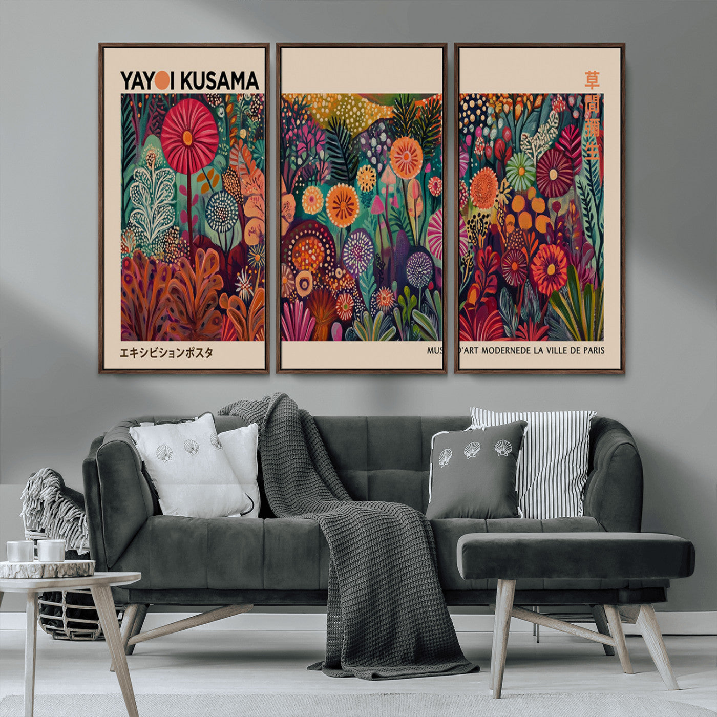 51280-MGV-CV-36X24-Abstract Yayoi Kusama Wall Art Canvas Print, Framed Japanese Wabi Sabi Art Picture Print, Yayoi Kusama Perfect Abstract Modern