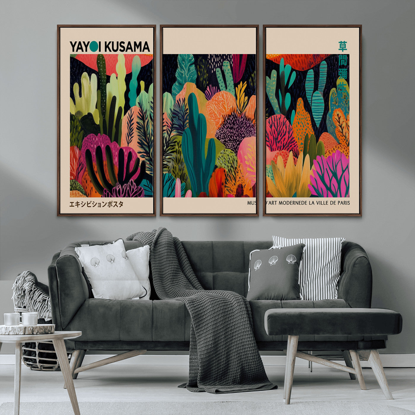 45711-MGV-CV-36X24-Yayoi Kusama Wall Art Canvas Print, Framed Abstract Yayoi Kusama Art Picture Print, Japanese Wabi Sabi Perfect Modern Abstract