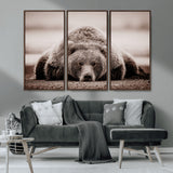 20611-MGV-CV-36X24-Grizzly Bear Wall Art – Majestic Wildlife Sepia Canvas Print, Rustic Nature Animal Artwork for Cabin, Lodge, Living Room, Bedroom,
