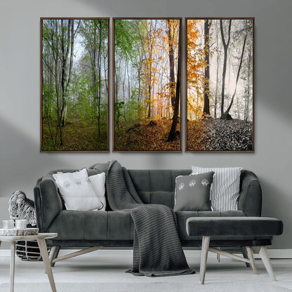 95317-MGV-CV-36X24-Four Seasons Forest Wall Art – Panoramic Nature Canvas Print Showing Spring, Summer, Autumn and Winter Landscape for Living Room,