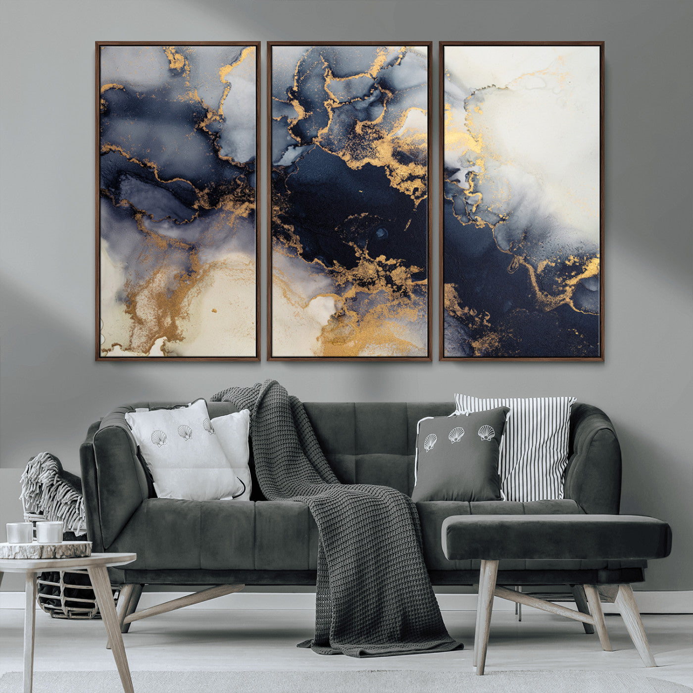 41136487-MGV-CV-36X24-Black Marble Wall Art Canvas Print, Framed Gold Veins Art Picture Print, Abstract Texture Perfect Moody Luxe Decor Artwork