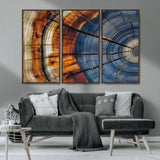 96890915-MGV-CV-36X24-Abstract Tree Ring Wall Art – Rustic Nature Canvas Print with Wood Grain Texture, Modern Earth Tone Artwork for Office, Living