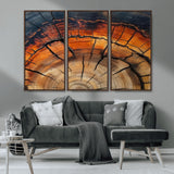 65909987-MGV-CV-36X24-Rustic Tree Ring Wall Art – Nature Inspired Wooden Texture Canvas Print, Modern Abstract Artwork for Living Room, Bedroom, Office