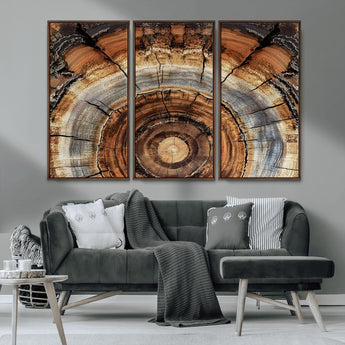 15184146-MGV-CV-36X24-Tree Rings Wall Art Canvas Print, Framed Wood Texture Art Picture Print, Rustic Pattern Perfect Rustic Organic Decor Artwork