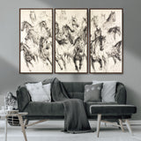 19433417-MGV-CV-36X24-Running Horses Wall Art Canvas Print, Framed Horse Sketch Art Picture Print, Galloping Herd Perfect Monochrome Western Decor