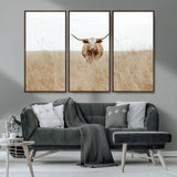 20927060-MGV-CV-36X24-Texas Longhorn Wall Art Canvas Print, Framed Lone Cattle Art Picture Print, Longhorn Bull Perfect Rustic Western Decor Artwork