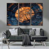 18975622-MGV-CV-36X24-Burnt Wood Wall Art Canvas Print, Framed Aged Timber Art Picture Print, Rustic Tree Slice Perfect Rustic Decor Artwork for Home,