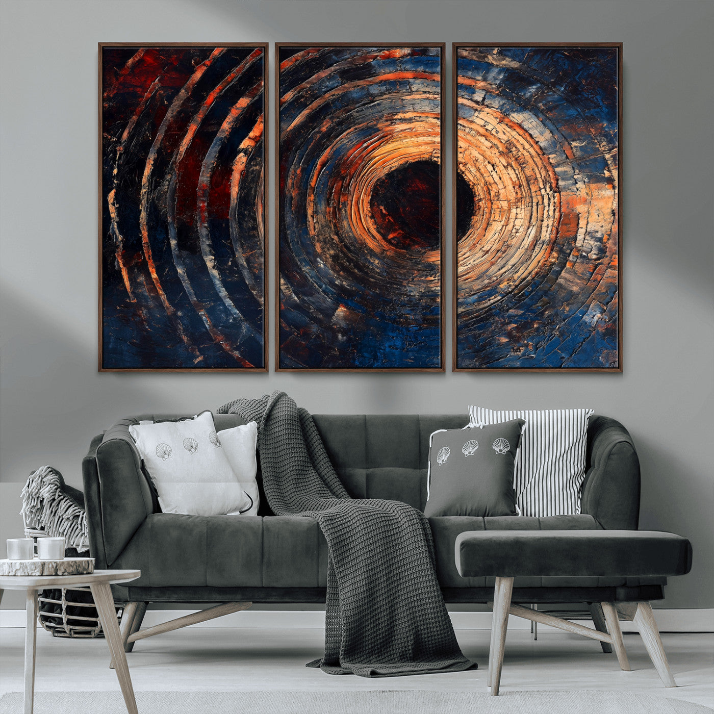 10017879-MGV-CV-36X24-Wood Tree Ring Wall Art Canvas Print, Framed Natural Wood Art Picture Print, Rustic Tree Slice Perfect Rustic Decor Artwork