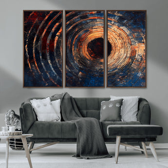 10017879-MGV-CV-36X24-Wood Tree Ring Wall Art Canvas Print, Framed Natural Wood Art Picture Print, Rustic Tree Slice Perfect Rustic Decor Artwork